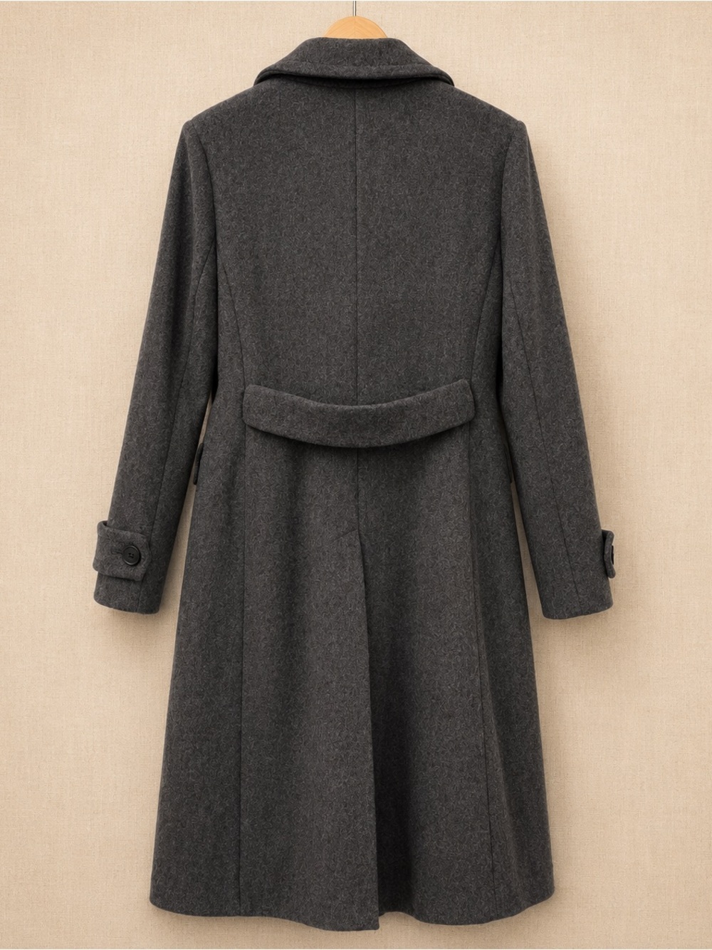 Theory Bolton Virgin Wool Double Breasted Long Coat Charcoal Large - Picture 3 of 12